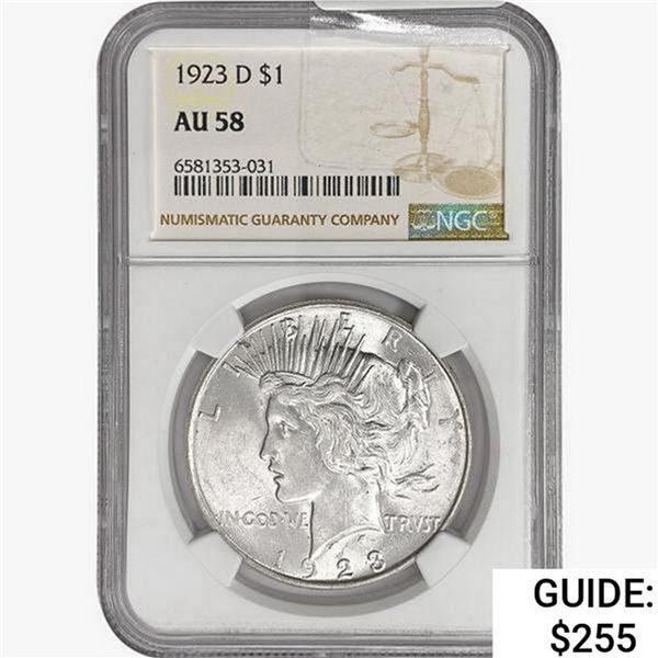1923-D Silver Peace Dollar NGC AU58