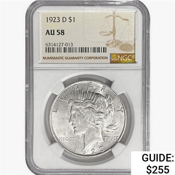 1923-D Silver Peace Dollar NGC AU58