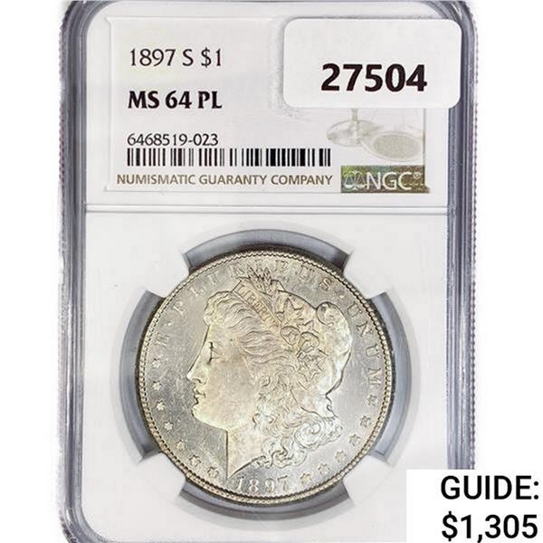 1897-S Morgan Silver Dollar NGC MS64 PL