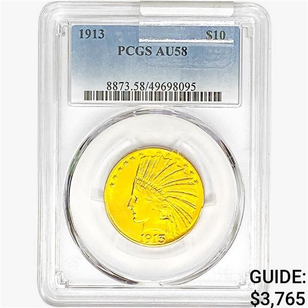1913 $10 Gold Eagle PCGS AU58