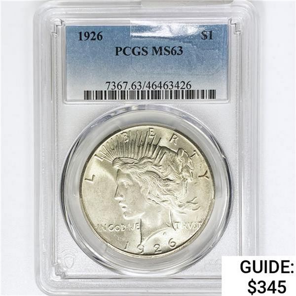 1926 Silver Peace Dollar PCGS MS63