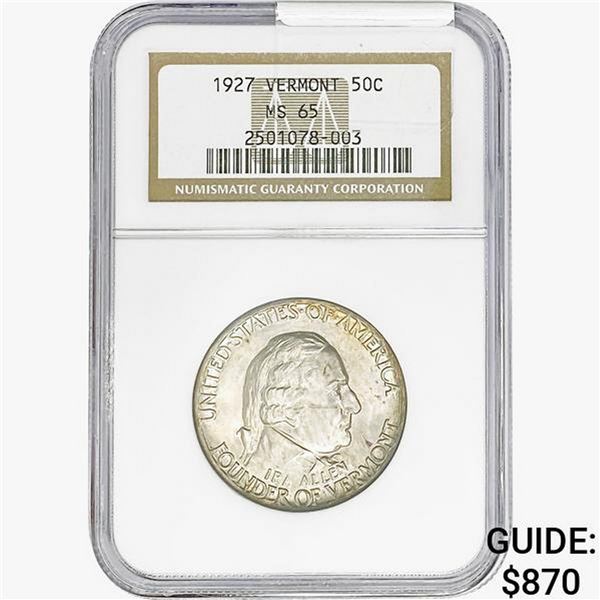 1927 Vermont Half Dollar NGC MS65