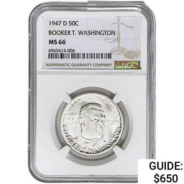 1947-D Booker T Half Dollar NGC MS66