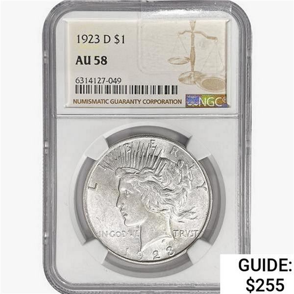 1923-D Silver Peace Dollar NGC AU58
