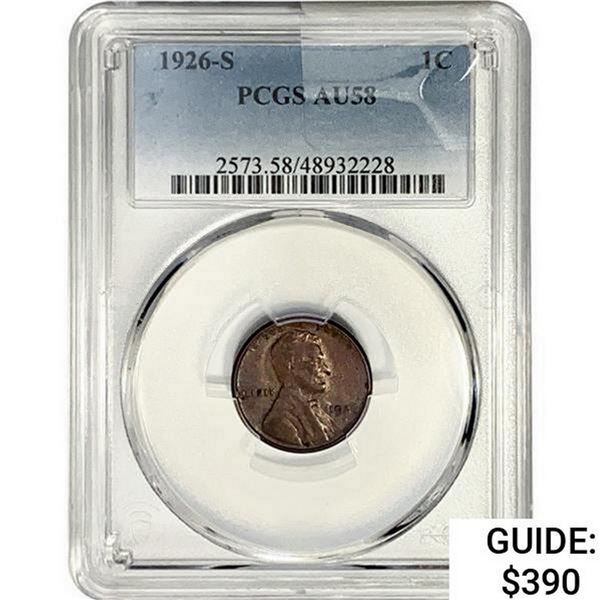 1926-S Wheat Cent PCGS AU58
