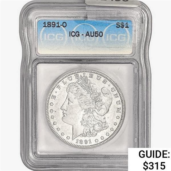 1891-O Morgan Silver Dollar ICG AU50
