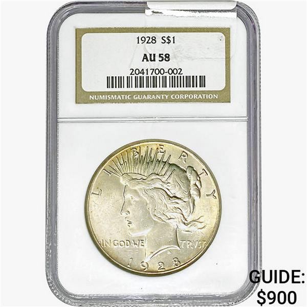 1928 Silver Peace Dollar NGC AU58