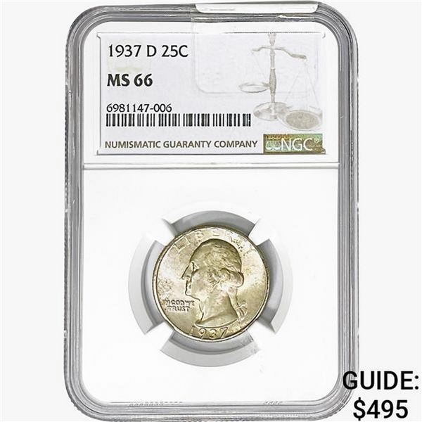 1937-D Washington Silver Quarter NGC MS66