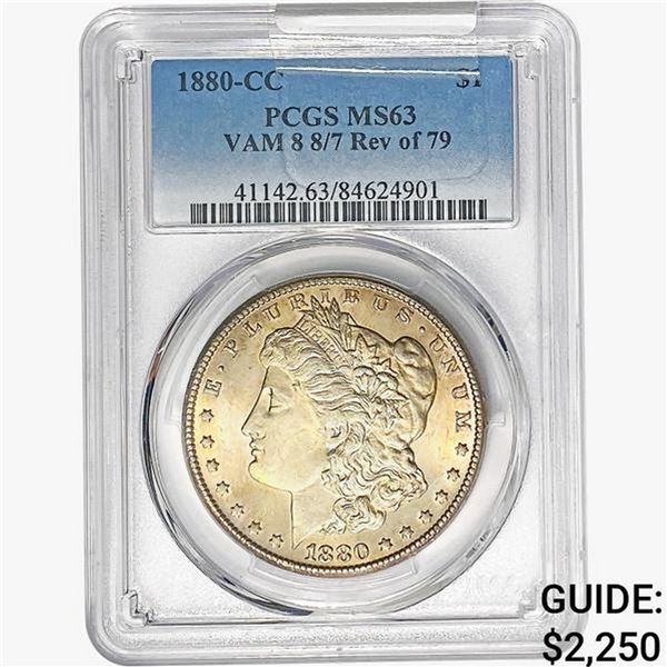 1880-CC Morgan Silver Dollar PCGS MS63 VMAM 8 8/7 REV OF 79