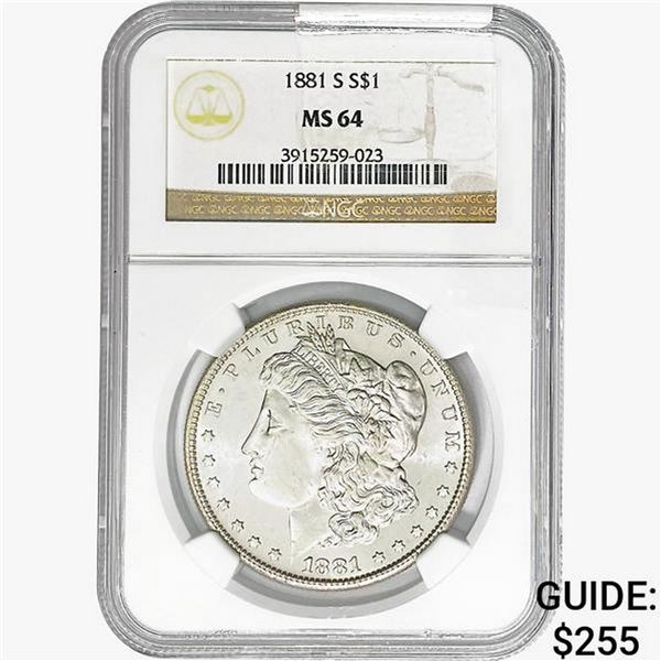 1881-S Morgan Silver Dollar NGC MS64