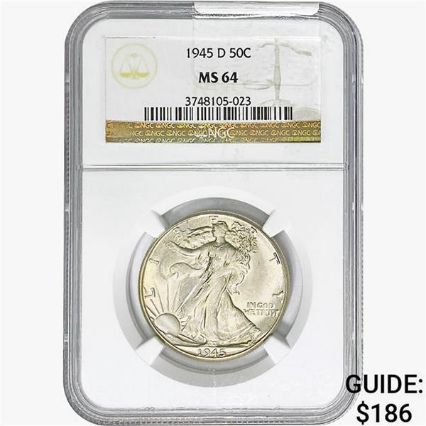 1945-D Walking Liberty Half Dollar NGC MS64
