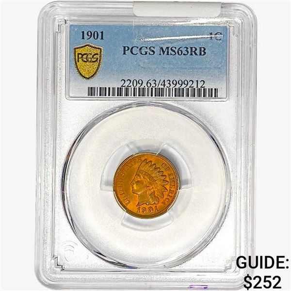 1901 Indian Head Cent PCGS MS63 RB