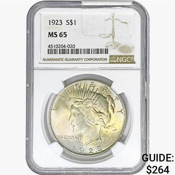 1923 Silver Peace Dollar NGC MS65