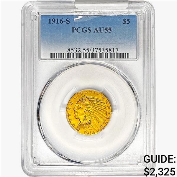 1916-S $2.50 Gold Quarter Eagle PCGS AU55