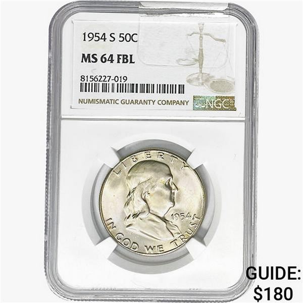 1954-S Franklin Half Dollar NGC MS664 FBL