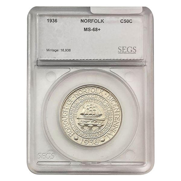 1936 Norfolk Half Dollar SEGS MS68+