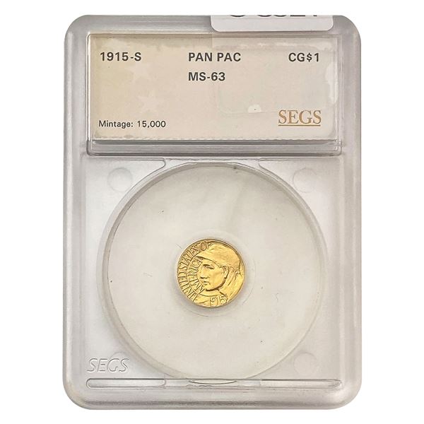1915-S Pan-Pac Rare Gold Dollar SEGS MS63