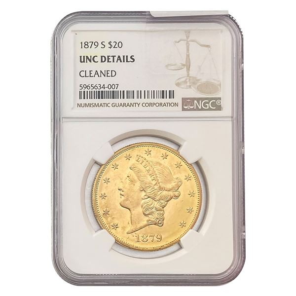 1879-S $20 Gold Double Eagle NGC UNCDET