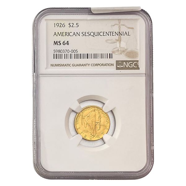 1926 Sesquincentennial $2.50 Gold Quarter Eagle NGC MS64