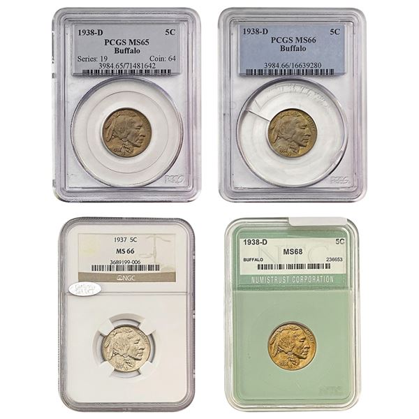 1937, [3] 1938-D Buffalo Nickel PCGS/NGC MS65/66
