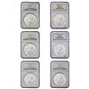 Image 1 : [5 Coins] 1987-1990 US Silver Eagle Lot NGC MS69