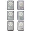 Image 2 : [5 Coins] 1987-1990 US Silver Eagle Lot NGC MS69