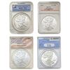 Image 1 : [4 Coins] 1987-2010 Graded UNC/PF US Silver Eagle Lot