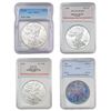 Image 1 : [4 Coins] 1989-2015 Graded UNC/PF US Silver Eagle Lot