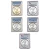 Image 1 : [5 Coins] 1986-2013 US Silver Eagle Lot PCGS PR69/70