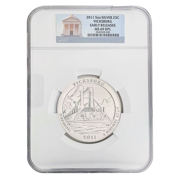 2011 Vicksburg 5oz Silver Round NGC MS69 PL