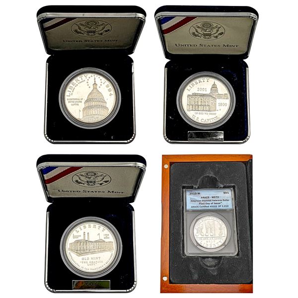 [4 Coins] 1994-2010 US Commem Silver Dollars