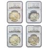 Image 1 : 1924-1925 FALSE NGC MS64 BU Graded Peace Dollar Lot [4 Coins]