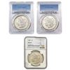 Image 1 : 1887 FALSE PCGS/NGC MS63 BU Graded Morgan Dollar Lot [3 Coins]