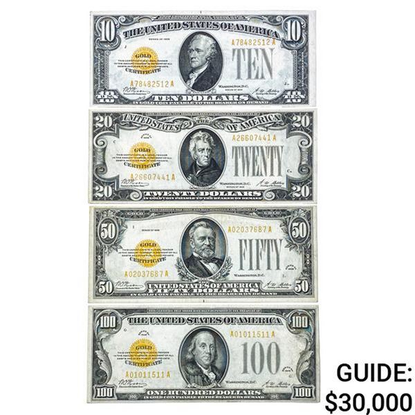 1928 Gold Cert. Set $10,$20, $50 $100  GEM UNC