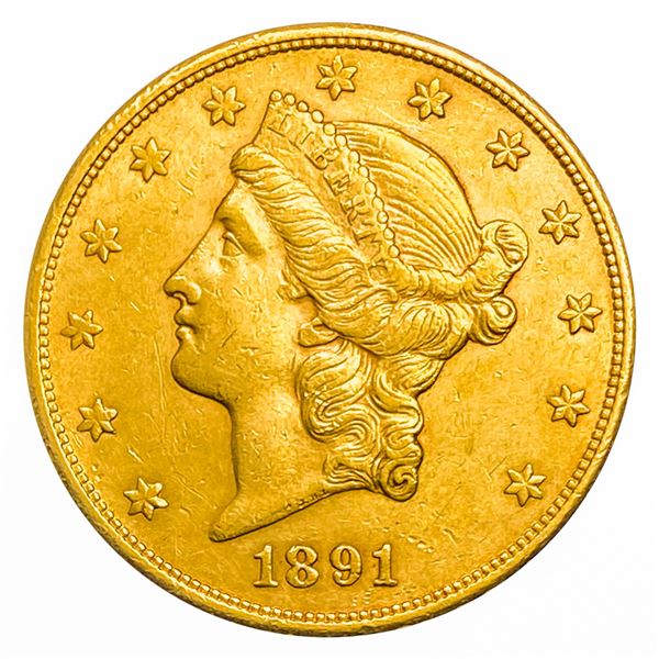 1891-S $20 Gold Double Eagle CHOICE AU