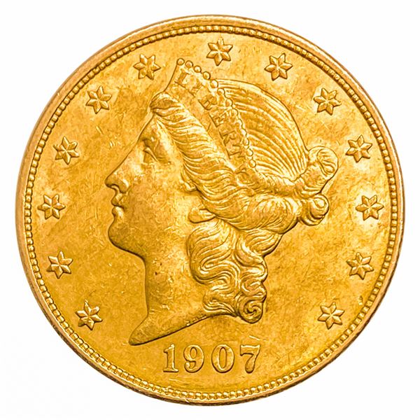 1907-D $20 Gold Double Eagle CLOSELY UNCIRCULATED