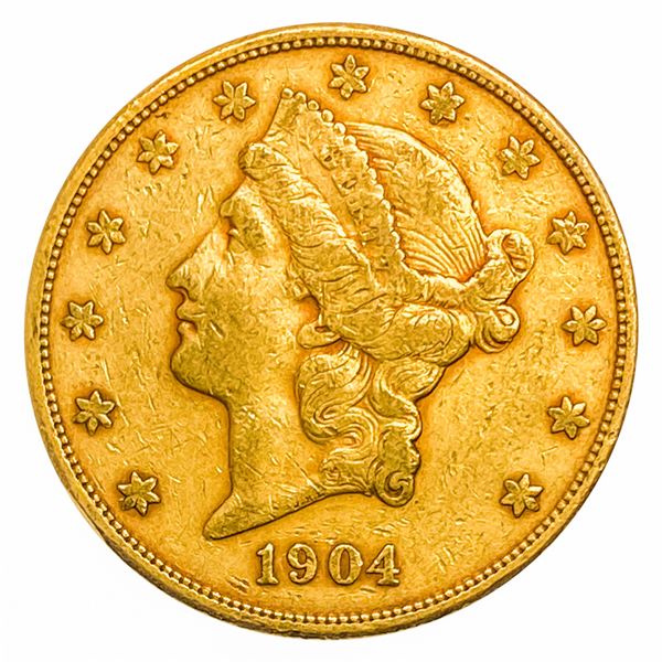 1904-S $20 Gold Double Eagle LIGHTLY CIRCULATED