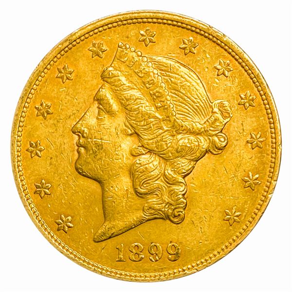 1899 $20 Gold Double Eagle CLOSELY UNCIRCULATED