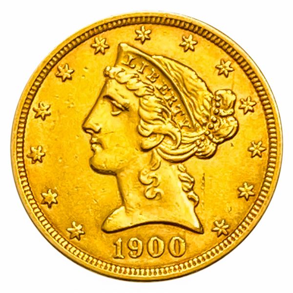 1900 $5 Gold Half Eagle CHOICE AU