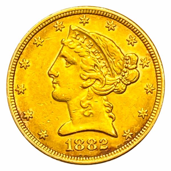 1882 $5 Gold Half Eagle UNCIRCULATED