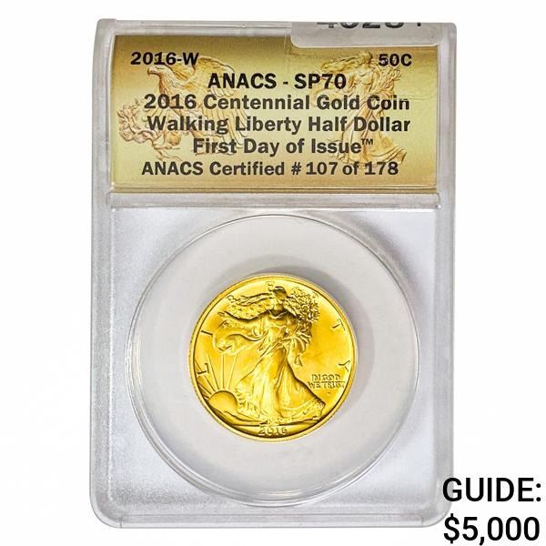 2016-W 1/2oz 100th Ann. Walking Lib. FDOI ANACS SP70