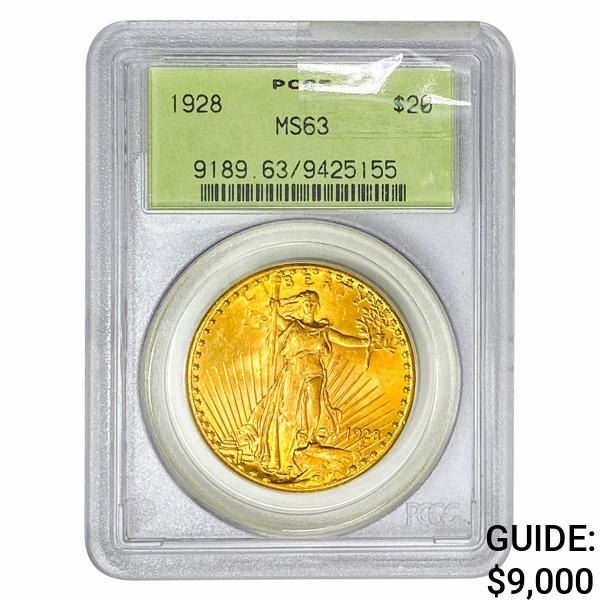 1928 $20 Gold Double Eagle PCGS MS63