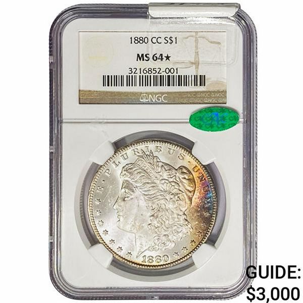 1880-CC CAC Morgan Silver Dollar NGC MS64*