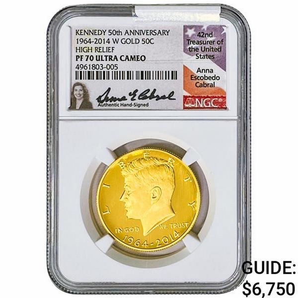 2014 3/4oz Gold 50C Kennedy NGC PF70 UC HR