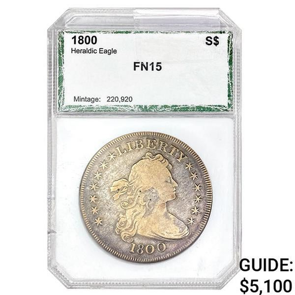 1800 Draped Bust Dollar PCI FN15 Heraldic Eagle