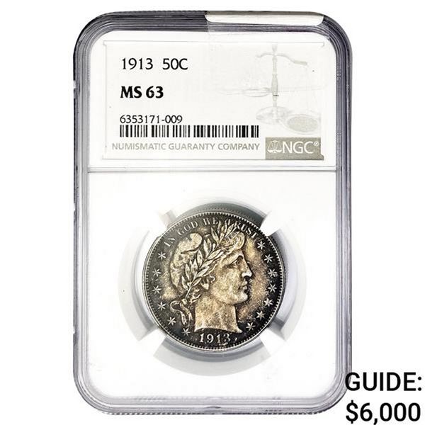 1913 Barber Half Dollar NGC MS63