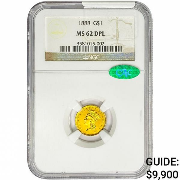 1888 Rare Gold Dollar NGC MS62 DPL