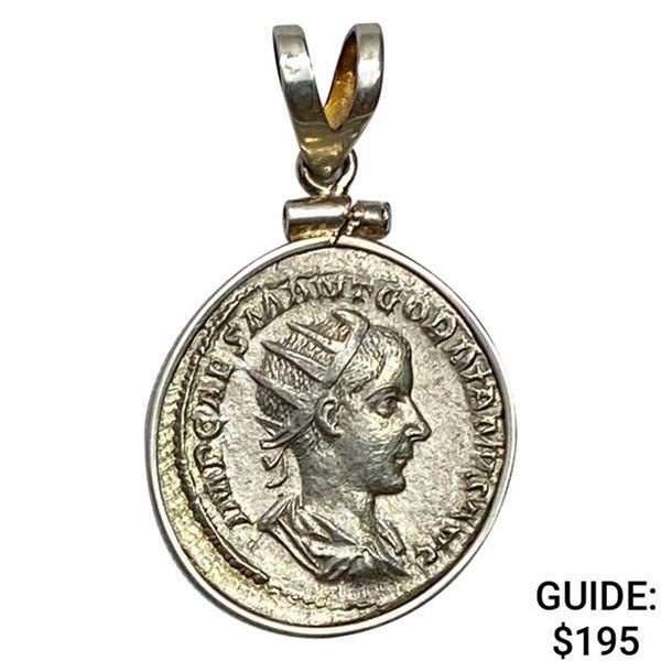 Gordian III Dbl Denarius Sterling Bezel CLOSELY UNCIRCULATED