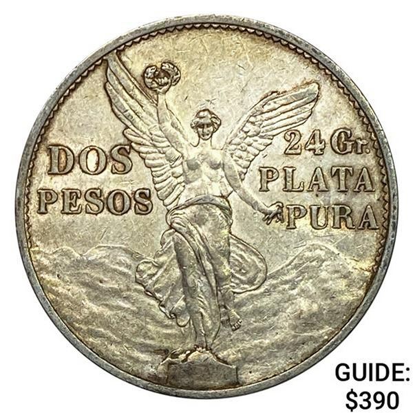 1921Mo Mexico Silver 2 Pesos CHOICE AU