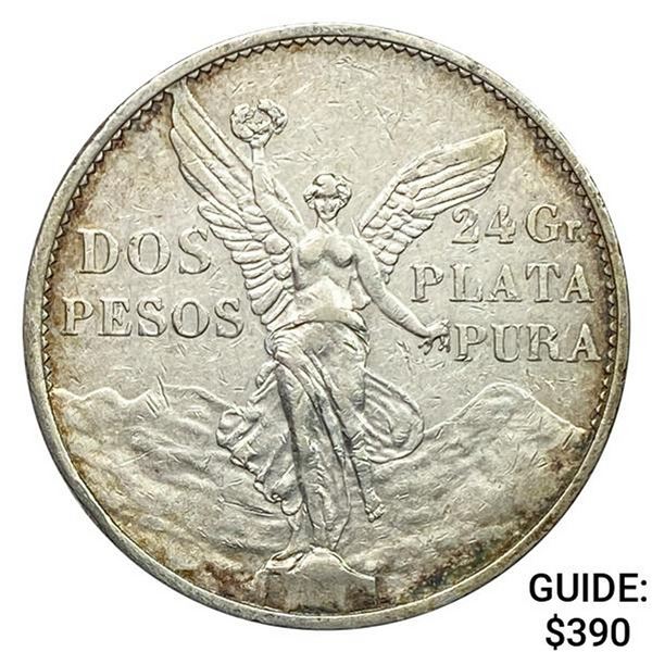 1921Mo Mexico Silver 2 Pesos CLOSELY UNCIRCULATED